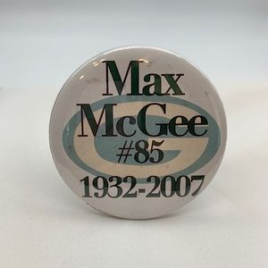 Vintage 1990s Green Bay Packers Logo Max McGee #85 Collectible 3" Button Pin